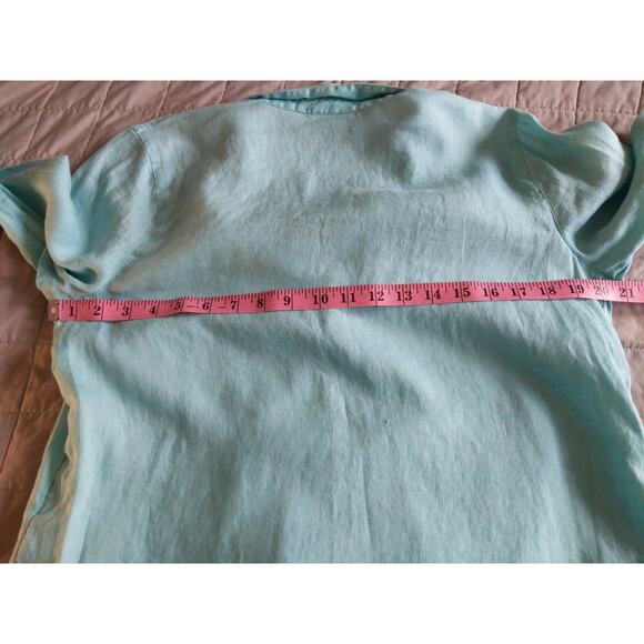 J.Jill Love Linen Button Down Shirt Seafoam Green Relaxed Fit Medium - Picture 6 of 7